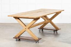 Large English MidC Oak X Frame Refectory Table - 4257152