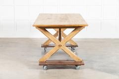 Large English MidC Oak X Frame Refectory Table - 4257155