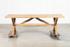 Large English MidC Oak X Frame Refectory Table - 4257156
