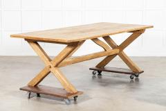 Large English MidC Oak X Frame Refectory Table - 4257157
