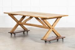 Large English MidC Oak X Frame Refectory Table - 4257158