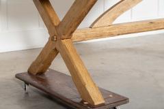Large English MidC Oak X Frame Refectory Table - 4257160