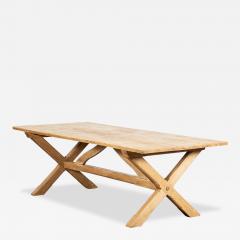 Large English MidC Oak X Frame Refectory Table - 4257325