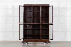 Large English Oak Carved Modular Glazed Bookcase - 4024477