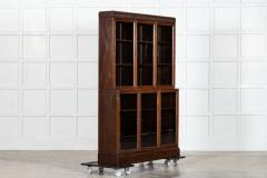 Large English Oak Carved Modular Glazed Bookcase - 4024478