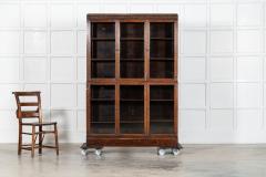 Large English Oak Carved Modular Glazed Bookcase - 4024479