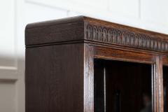 Large English Oak Carved Modular Glazed Bookcase - 4024483