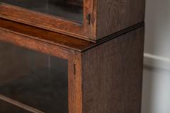 Large English Oak Carved Modular Glazed Bookcase - 4024484