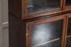Large English Oak Carved Modular Glazed Bookcase - 4024485