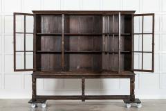 Large English Oak Charles II Style Glazed Bookcase - 4039090