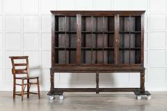 Large English Oak Charles II Style Glazed Bookcase - 4039092