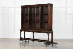 Large English Oak Charles II Style Glazed Bookcase - 4039093