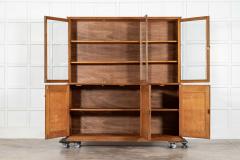 Large English Oak Glazed Bookcase - 4484620