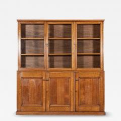 Large English Oak Glazed Bookcase - 4484697
