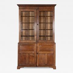 Large English Oak Glazed Bookcase Vitrine - 3384366