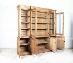 Large English Pine Glazed Breakfront Bookcase - 2556692