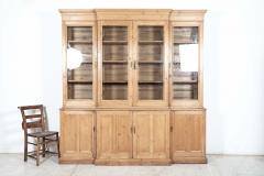 Large English Pine Glazed Breakfront Bookcase - 2556693