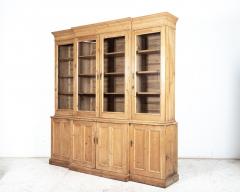 Large English Pine Glazed Breakfront Bookcase - 2556694