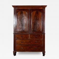 Large English Regency Mahogany Linen Press - 3884943