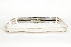 Large English Sheffield Silver Plated Footed Barware Gallery Tray - 1131163