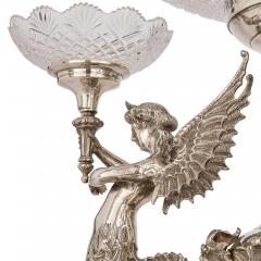 Large English silver plated and cut glass epergne centrepiece 20th Century - 4397808