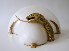 Large Exceptional Cast Brass Alabaster Snake Sconce or Wall Lamp Italy 1970s - 2055390