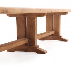 Large Exceptional French Solid Oak Triple Pedestal Table C 1945  - 4706127