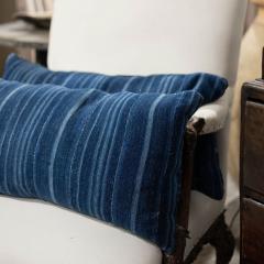 Large Faded Indigo Tone on Tone Striped Lumbar Cushion - 3621071