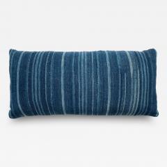 Large Faded Indigo Tone on Tone Striped Lumbar Cushion - 3621436