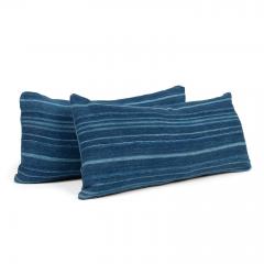 Large Faded Indigo Tone on Tone Striped Lumbar Cushion - 3621102