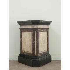 Large Faux Marble Painted Triangular Pedestal - 3484794