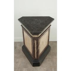 Large Faux Marble Painted Triangular Pedestal - 3484947
