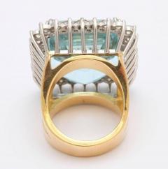 Large Fine Aquamarine and Diamond Ring or Pendant 18 Karat and Platinum - 3000427