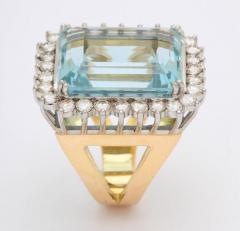 Large Fine Aquamarine and Diamond Ring or Pendant 18 Karat and Platinum - 3000430