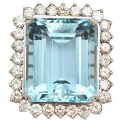 Large Fine Aquamarine and Diamond Ring or Pendant 18 Karat and Platinum - 3000432