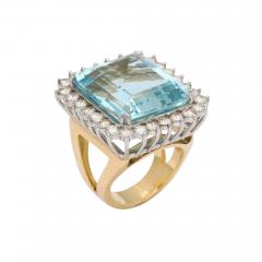 Large Fine Aquamarine and Diamond Ring or Pendant 18 Karat and Platinum - 3002269