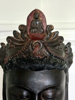 Large Fine Bronze Head of Bodhisattva Avalokitesvara Qing Dynasty - 4283532