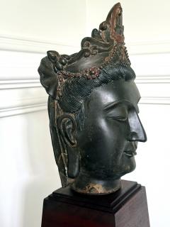 Large Fine Bronze Head of Bodhisattva Avalokitesvara Qing Dynasty - 4283533