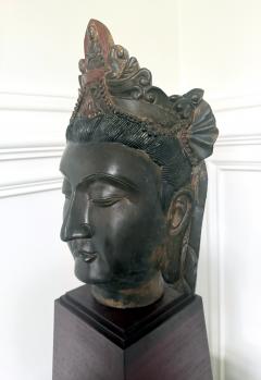 Large Fine Bronze Head of Bodhisattva Avalokitesvara Qing Dynasty - 4283535