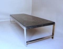 Large Fine French 1970s Metal and Slate Coffee Table - 415261