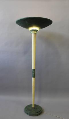 Large Fine French Art Deco Patina ed Wood and Metal Floor Lamp - 402156