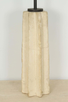 Large Fluted Rough Hewn Stone Lamp - 2188709