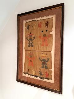 Large Framed Pre Columbian Embroidered Textile from Chimu Culture - 4288863