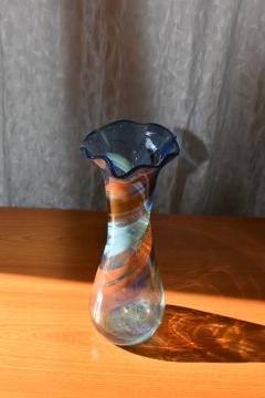 Large Free Form Art Glass Vase by Gyula Budveszel Hungary 1990s - 4816295