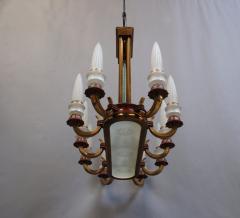 Large French 1950s Brass and Glass Chandelier - 365230