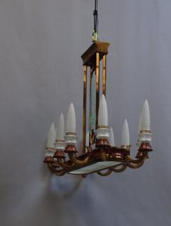 Large French 1950s Brass and Glass Chandelier - 365231