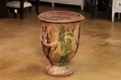 Large French 19th Century Boisset Anduze Jar with Brown Green Glaze and Swags - 3564315