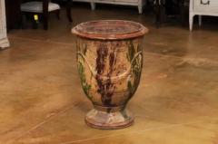 Large French 19th Century Boisset Anduze Jar with Brown Green Glaze and Swags - 3564317