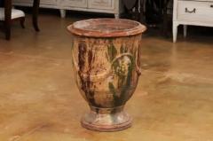 Large French 19th Century Boisset Anduze Jar with Brown Green Glaze and Swags - 3564336