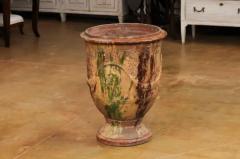 Large French 19th Century Boisset Anduze Jar with Brown Green Glaze and Swags - 3564343